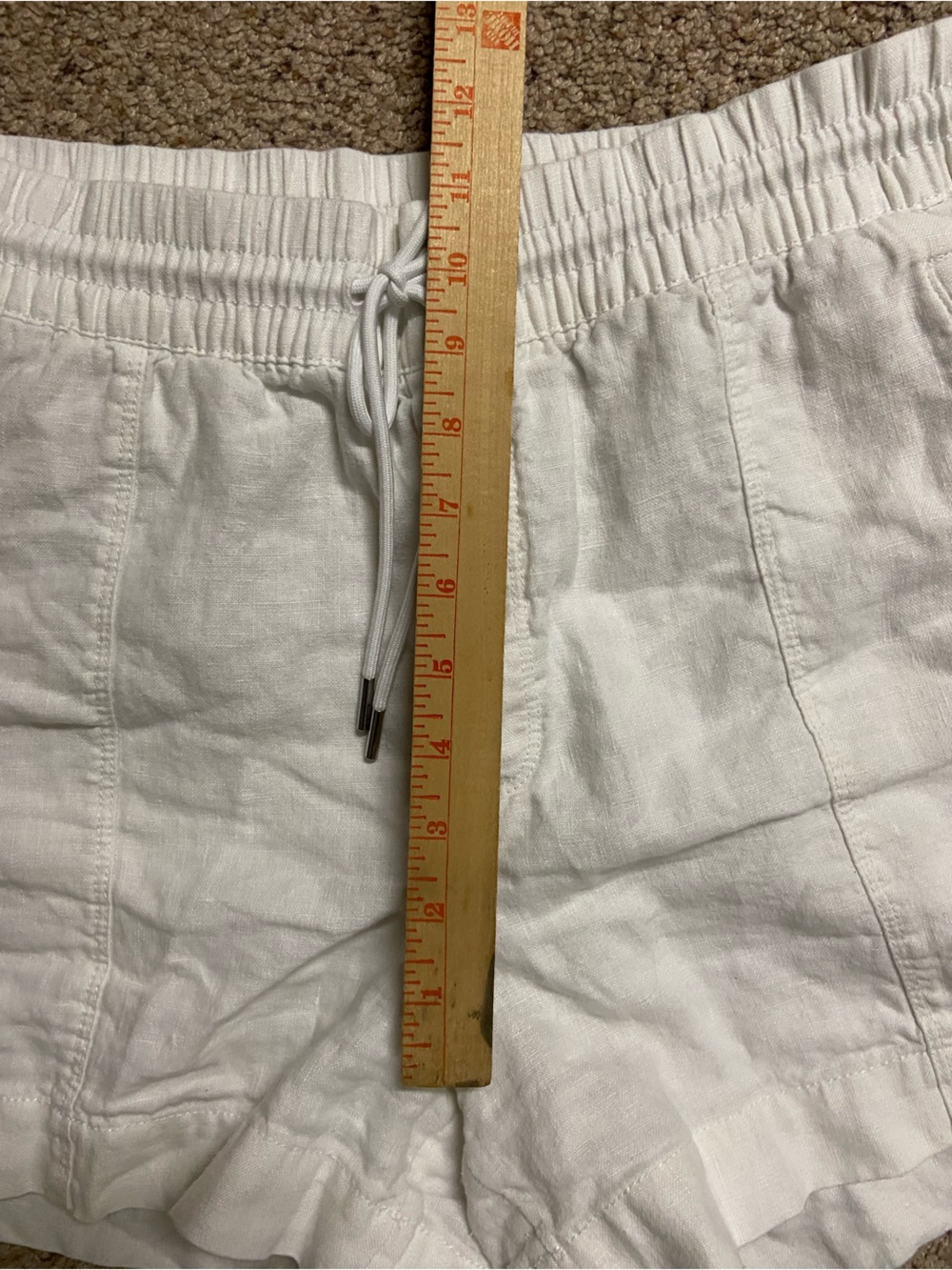 Athleta Retreat 100% Linen Shorts Women’s Sz L Mid Rise White Zipper Pockets - Picture 5 of 6